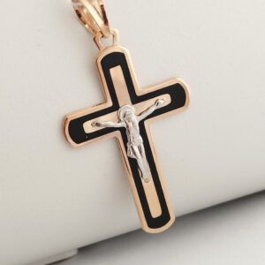 Золотий хрест з емаллю 210191е