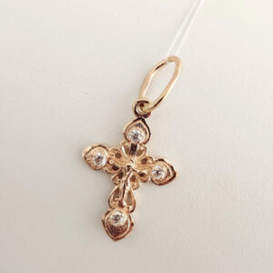 Золотий хрестик з цирконієм Ukr-gold