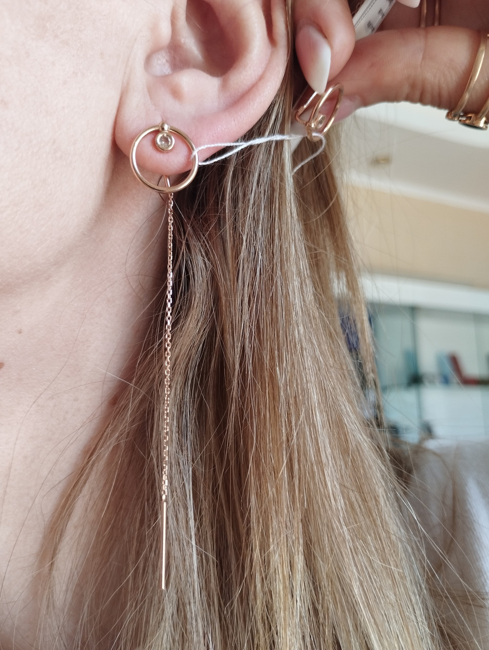 Золоті сережки протяжки Ukr-gold - Зображення 2