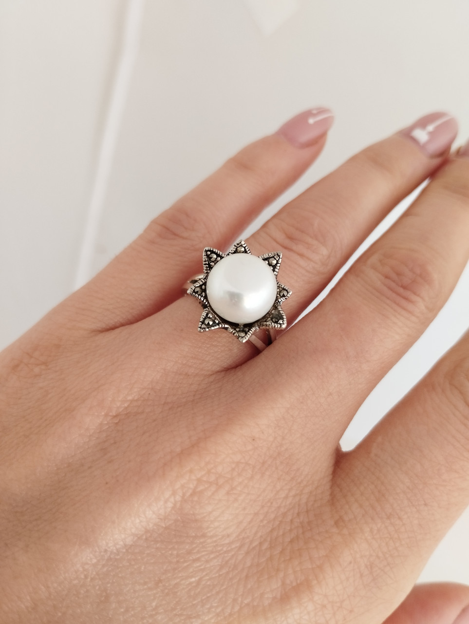 Срібне кільце з перлами Ukr-gold - Зображення 2