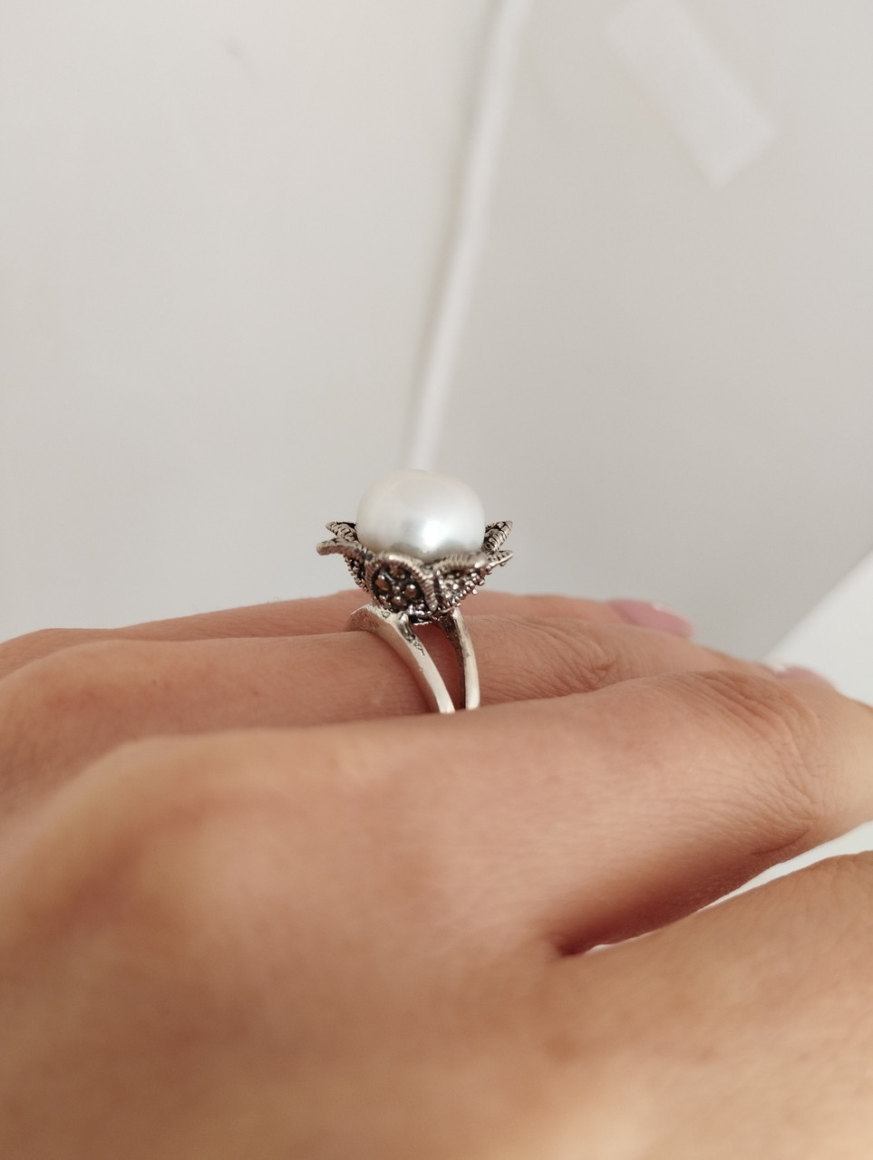 Срібне кільце з перлами Ukr-gold - Зображення 3