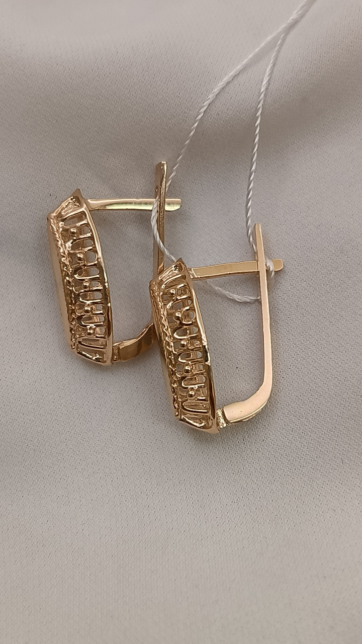 Золоті сережки з алмазною гранню 585 проби - Зображення 5