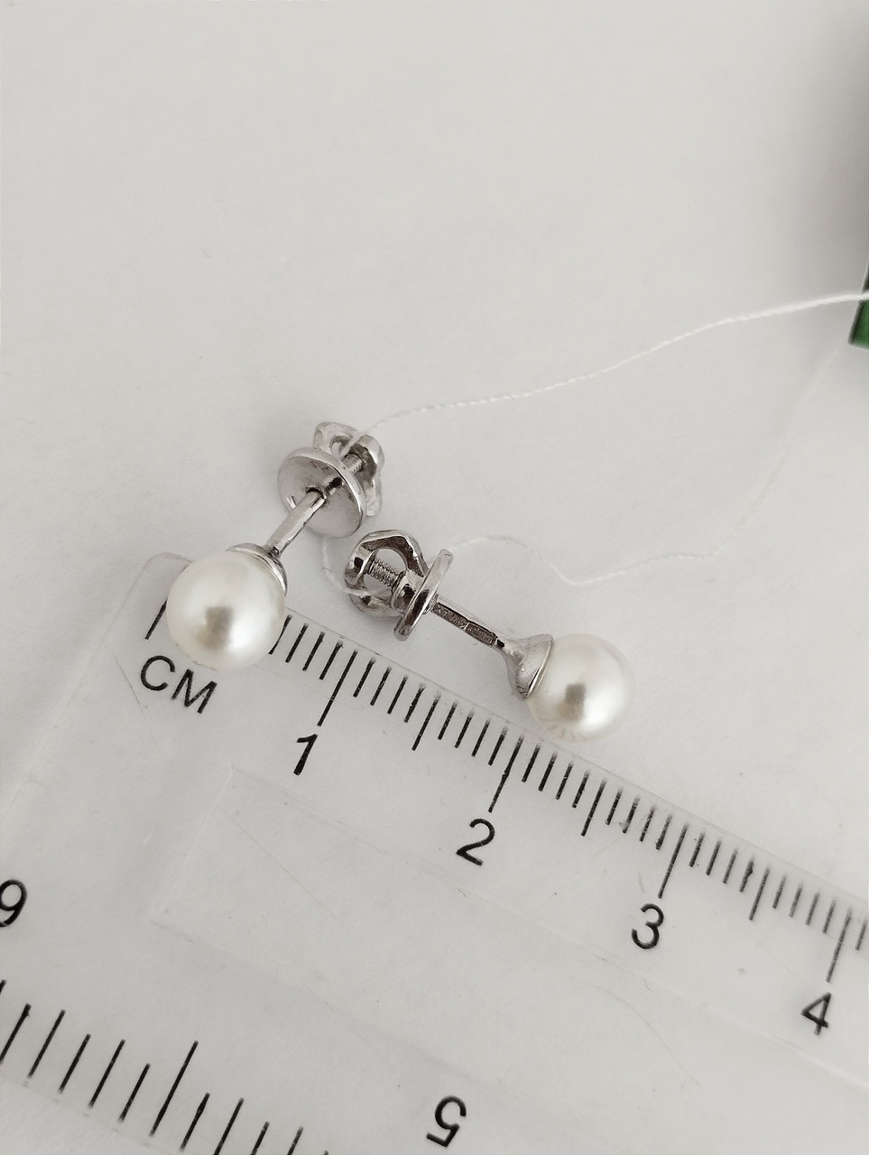 Срібні сережки пусети з перлами Ukr-gold - Зображення 2