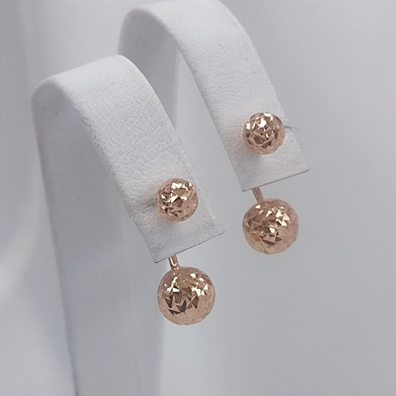 Золоті сережки матрьошки з алмазною гранню 585 проби - Зображення 4