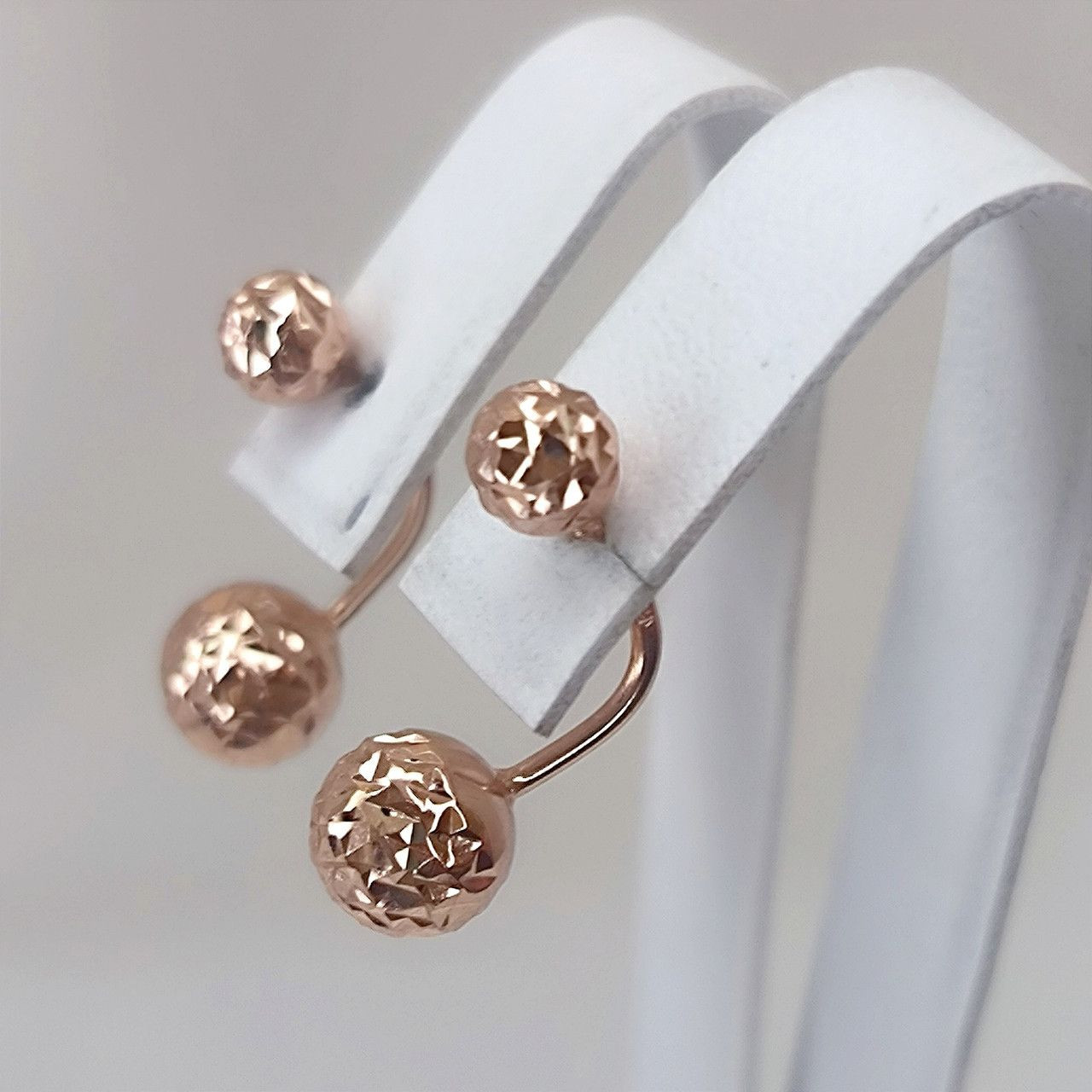 Золоті сережки матрьошки з алмазною гранню 585 проби - Зображення 5