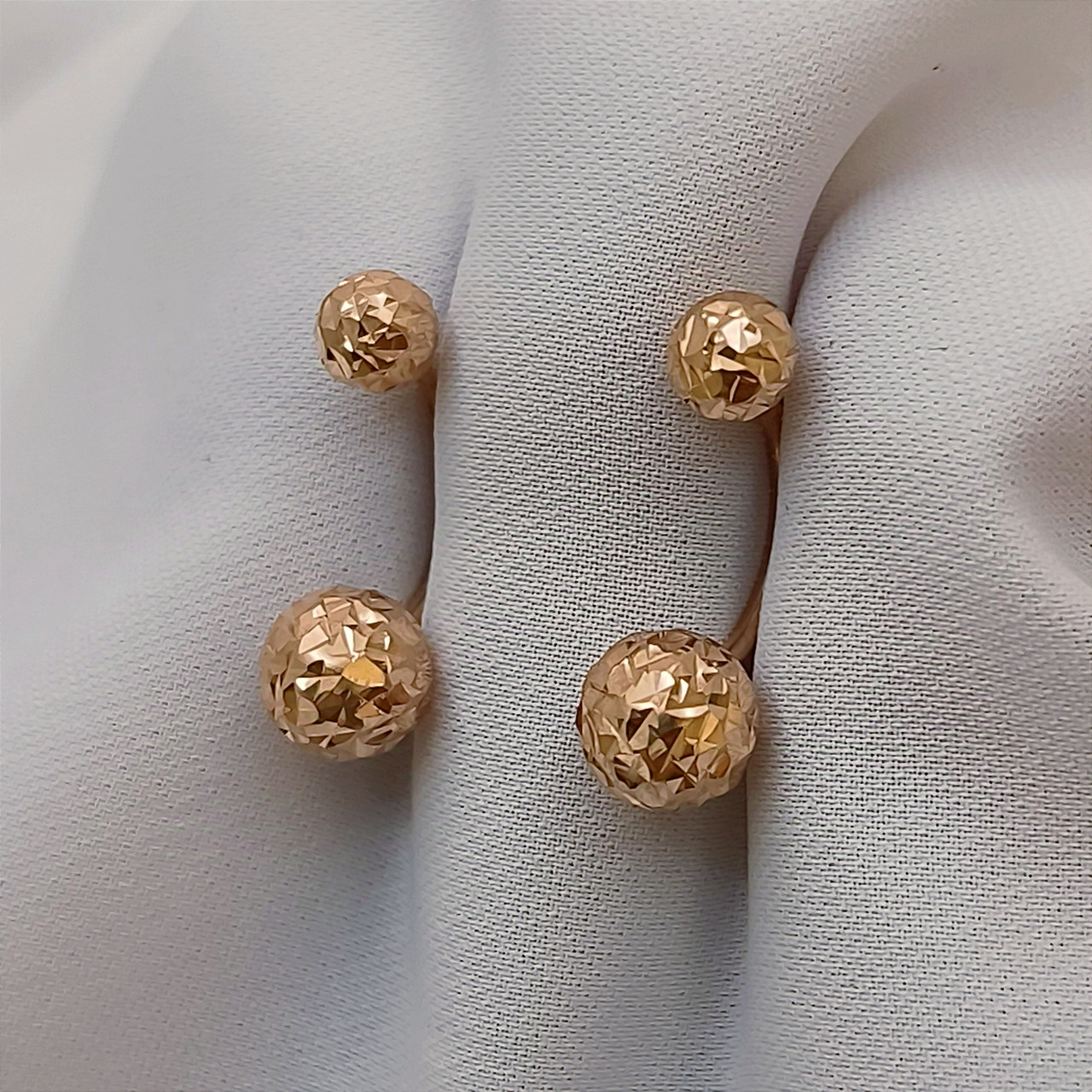 Золоті сережки матрьошки з алмазною гранню 585 проби - Зображення 7