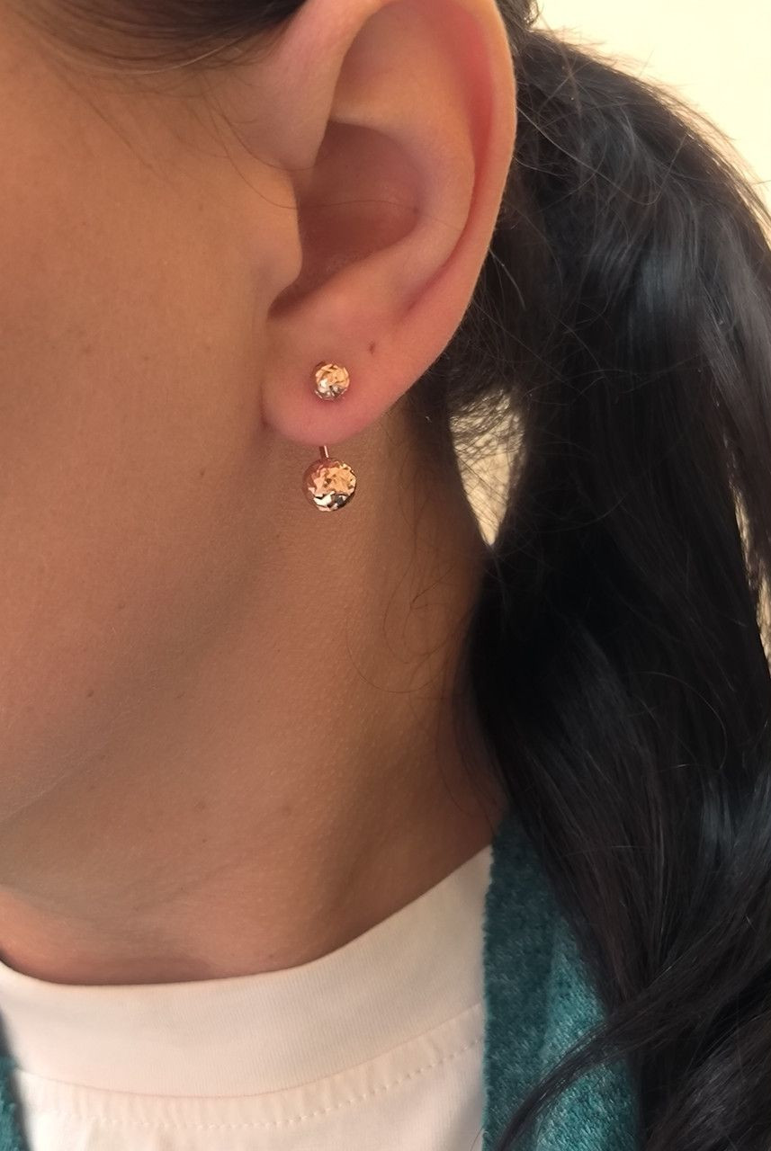 Золоті сережки матрьошки з алмазною гранню 585 проби - Зображення 9