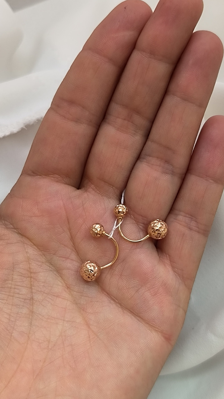 Золоті сережки матрьошки з алмазною гранню 585 проби - Зображення 8