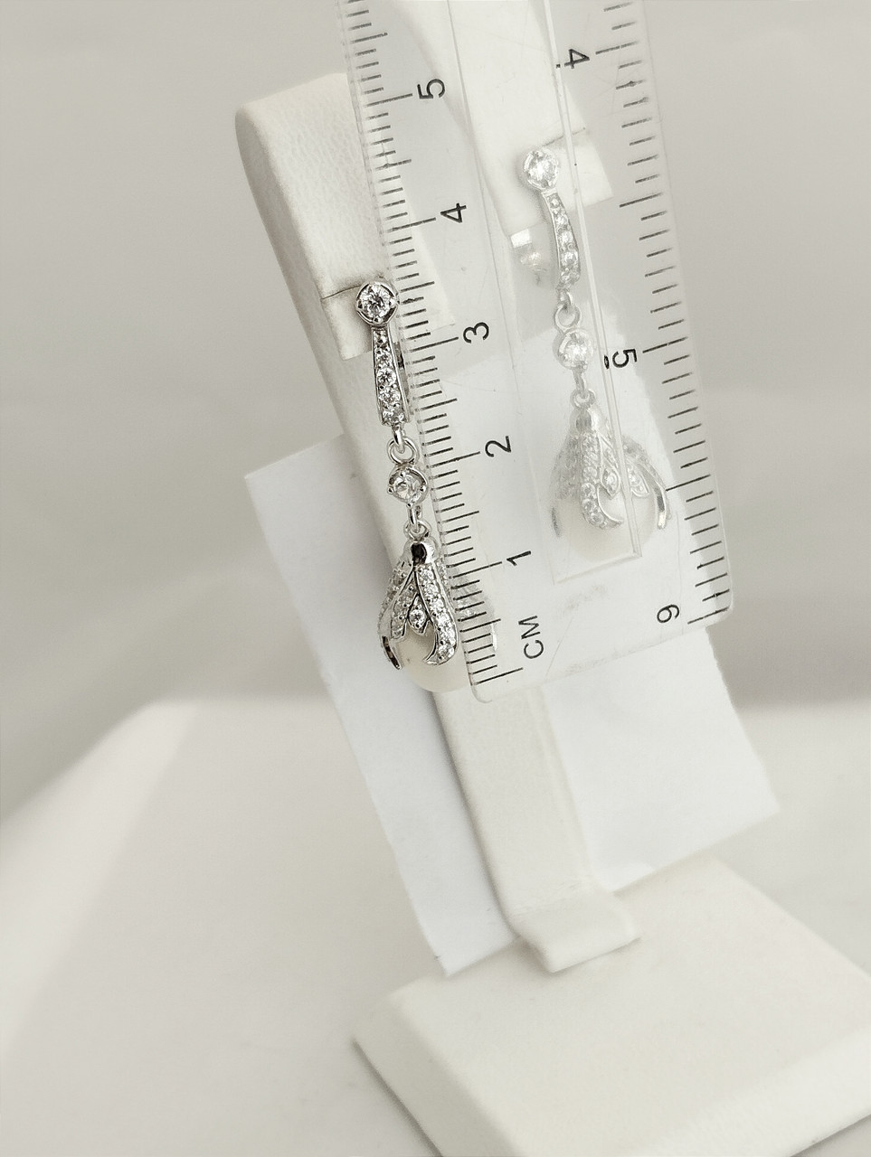 Срібні сережки з перлами та цирконієм Ukr-gold - Зображення 2