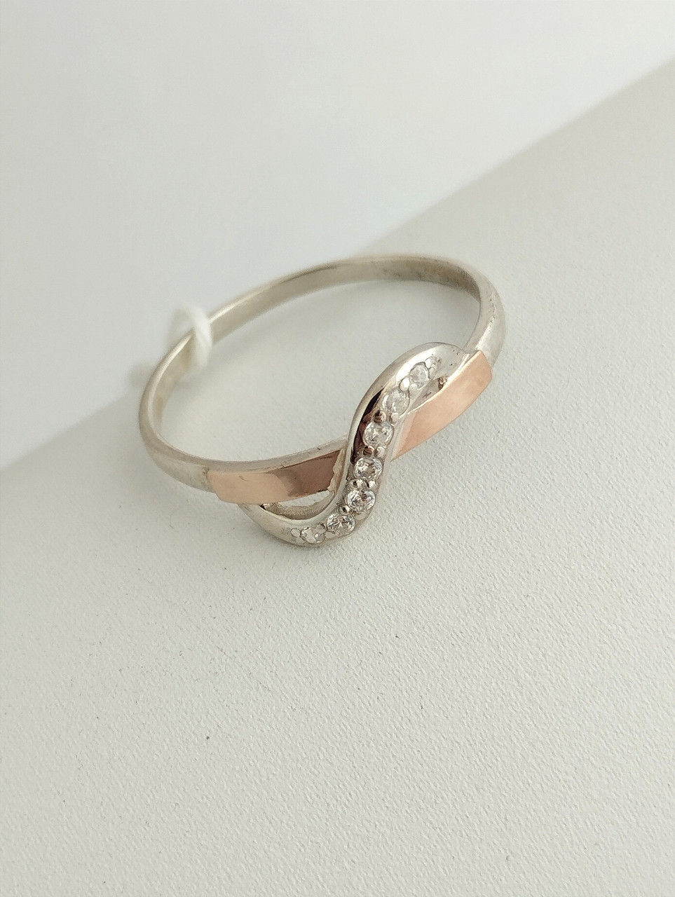 Срібне кільце із золотими пластинами Ukr-gold