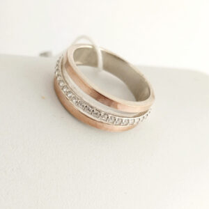 Срібне кільце із золотими пластинами Ukr-gold