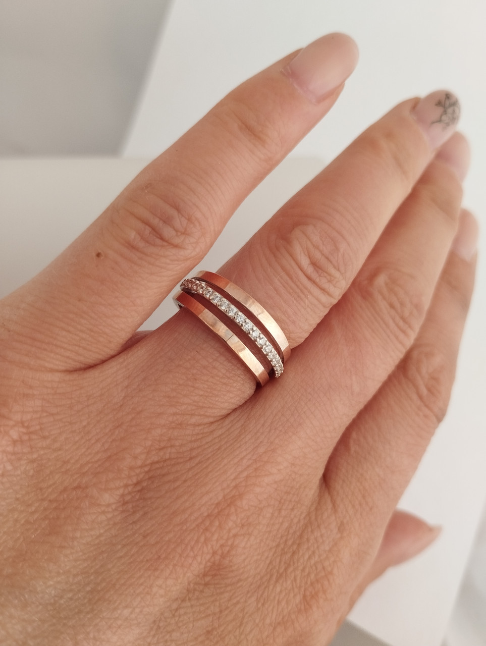 Срібне кільце із золотими пластинами Ukr-gold - Зображення 2