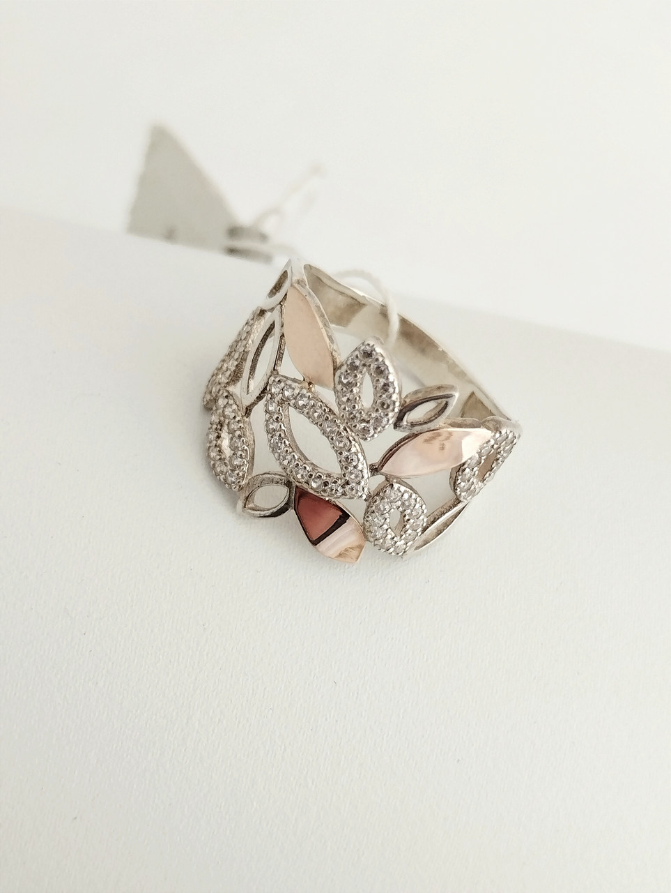 Срібне кільце із золотими пластинами Ukr-gold