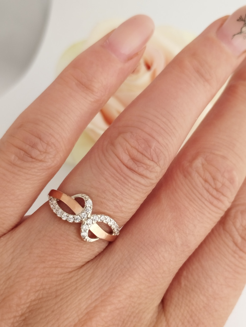 Срібне кільце 925 проби із вставками золота 375 проби. - Зображення 2