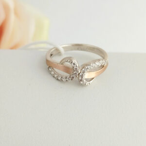 Срібне кільце 925 проби із вставками золота 375 проби.