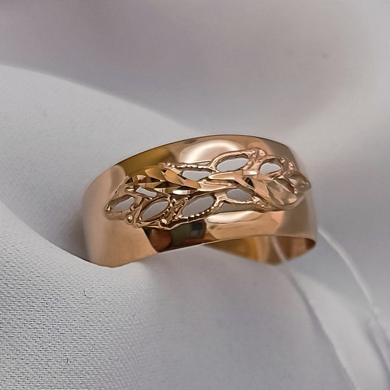 Золоте кільце 585 проби з алмазною гранню - Зображення 2