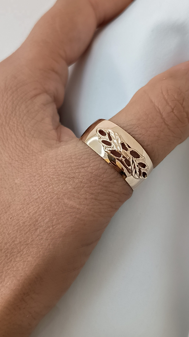 Золоте кільце 585 проби з алмазною гранню - Зображення 5