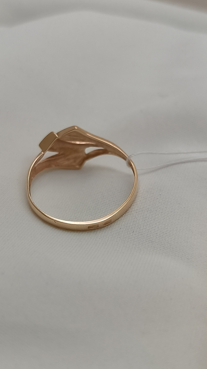 Золота каблучка без камінь, золоте кільце з червоного золота з алмазною гранню - Зображення 6