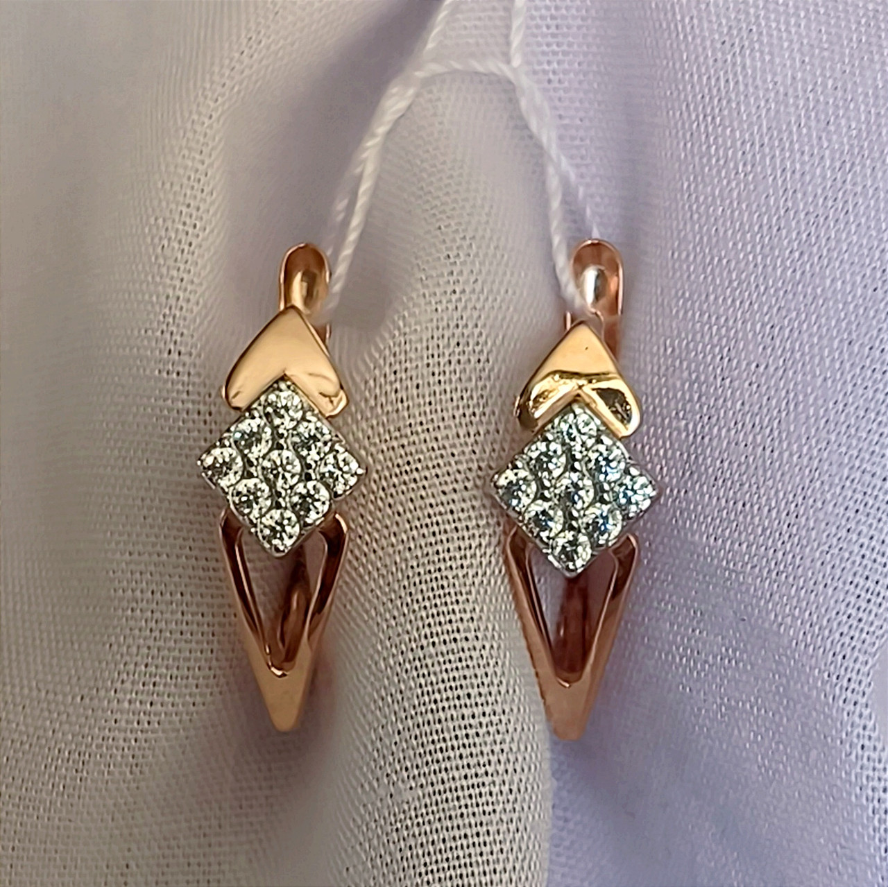 Золоті сережки 585 проби з камінчиками