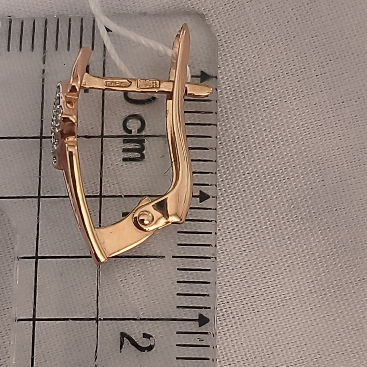 Золоті сережки 585 проби з камінчиками - Зображення 4