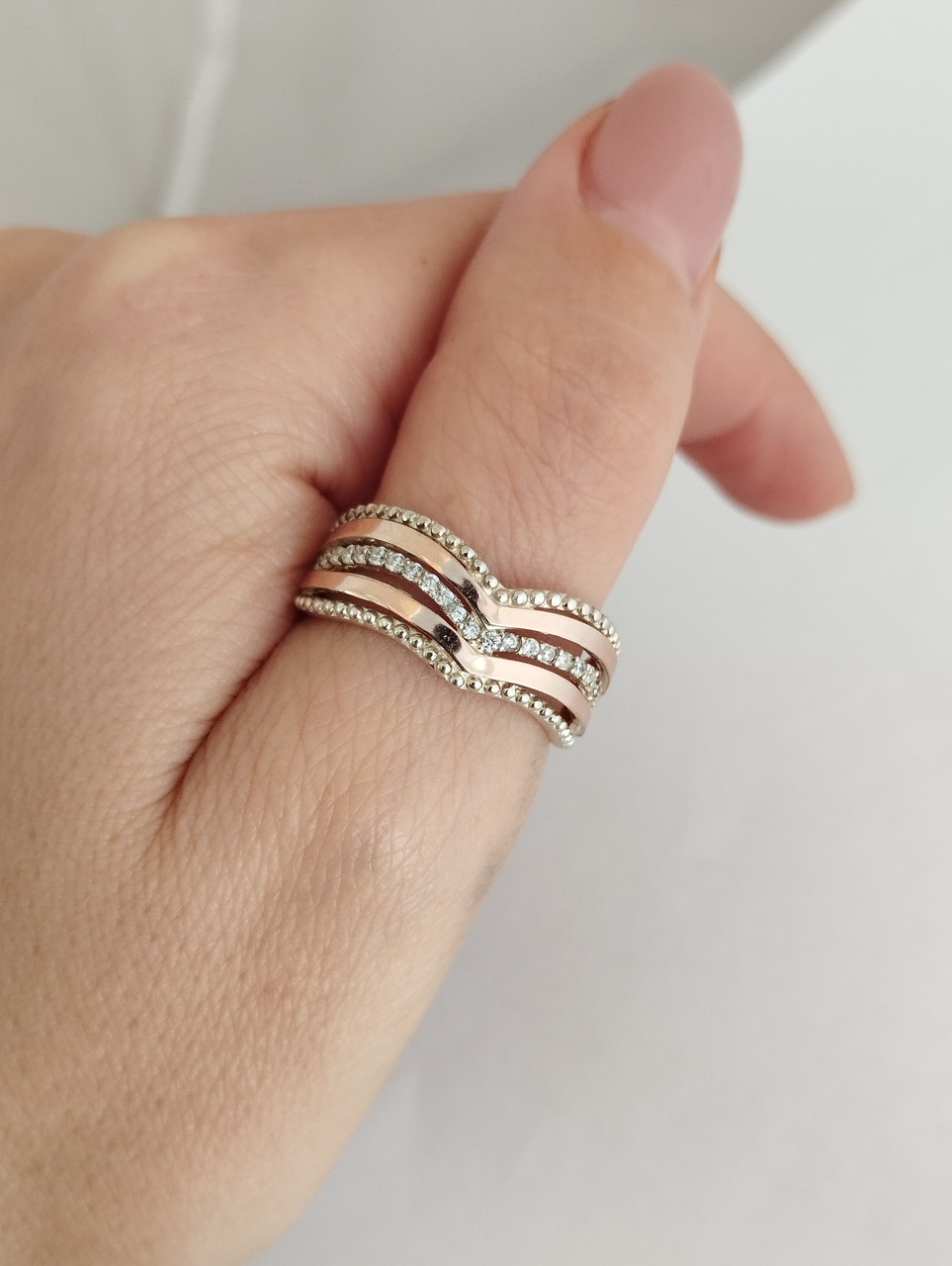 Кільце срібне 925 проби з золотими пластинами 375 проби - Зображення 2