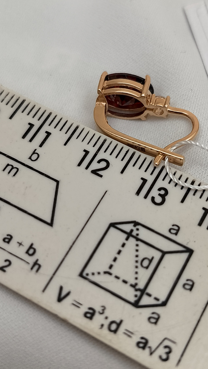 Золоті сережки з гранатом і цирконієм - Зображення 7