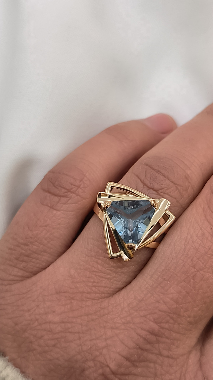 Золоте кільце 585 проби з топазом - Зображення 4