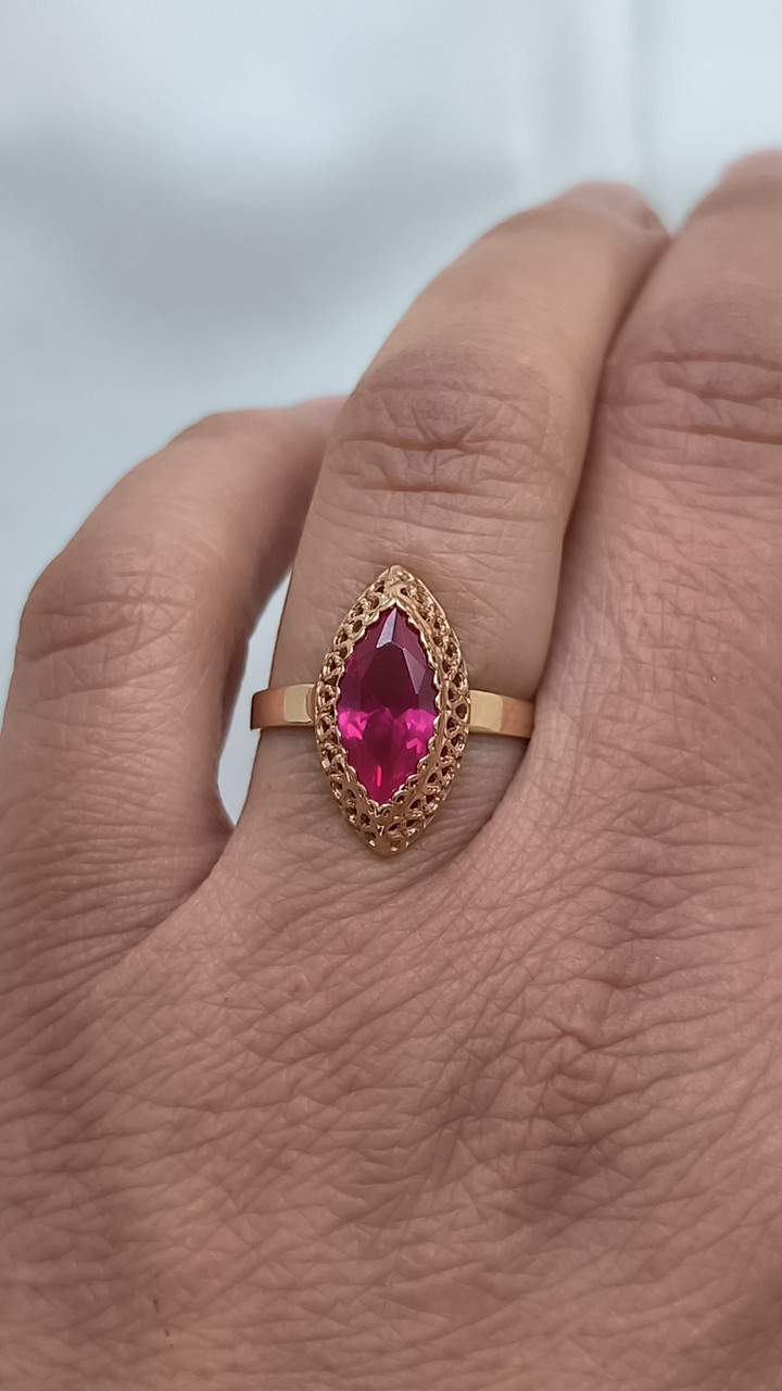 Золоте кільце з рубіном - Зображення 2