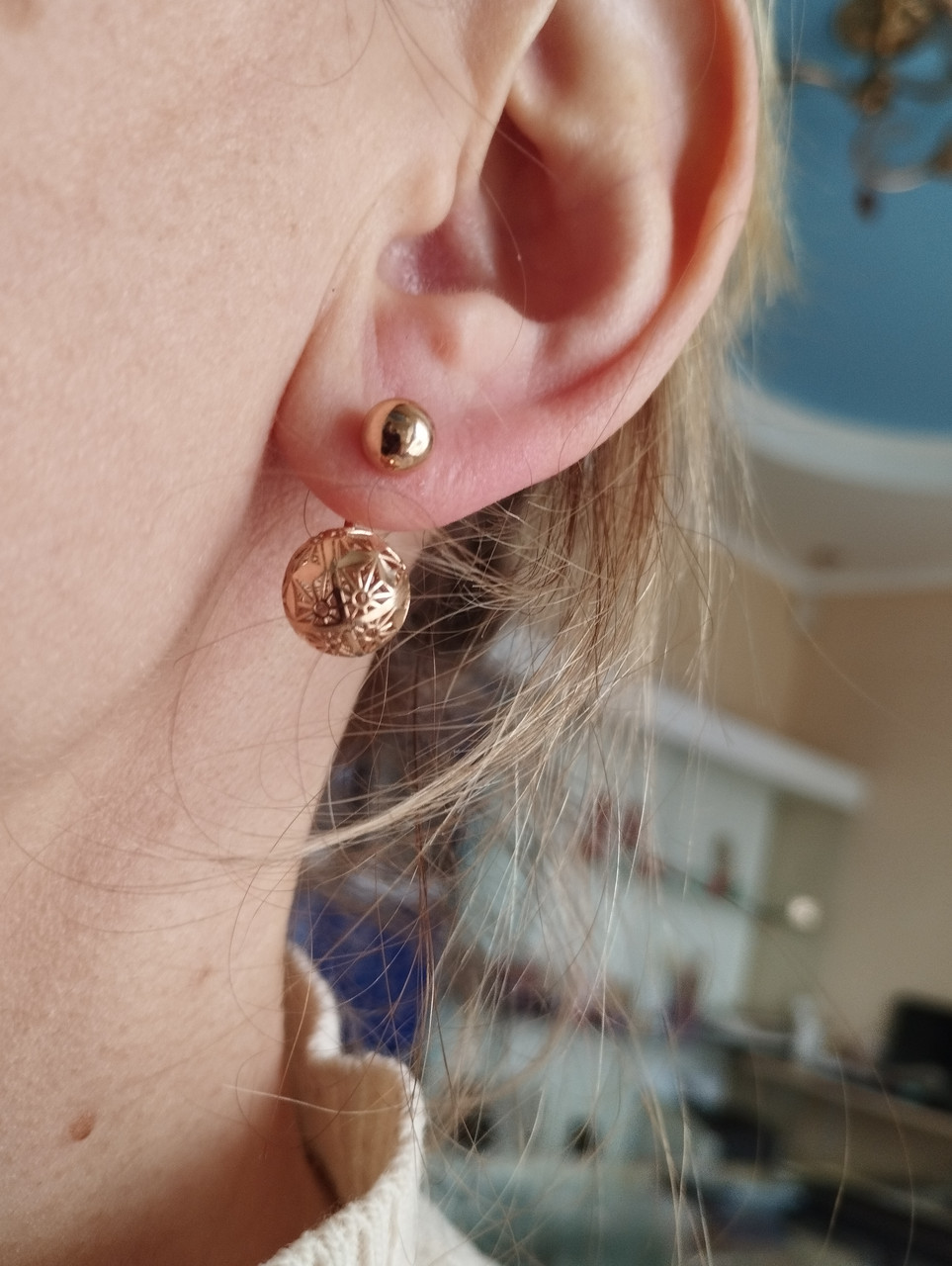 Золоті сережки кулі - Зображення 3