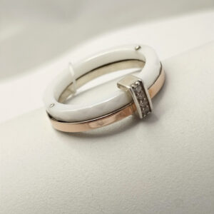 Срібне кільце із золотими пластинами