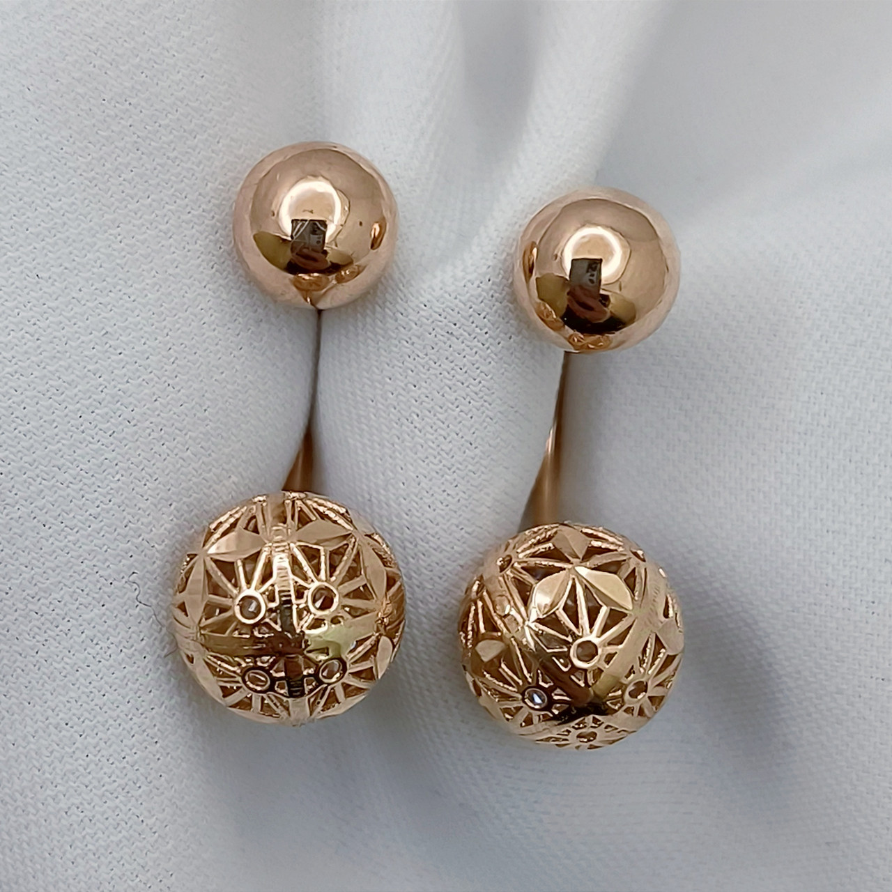 Золоті сережки кульки 585 проби - Зображення 2