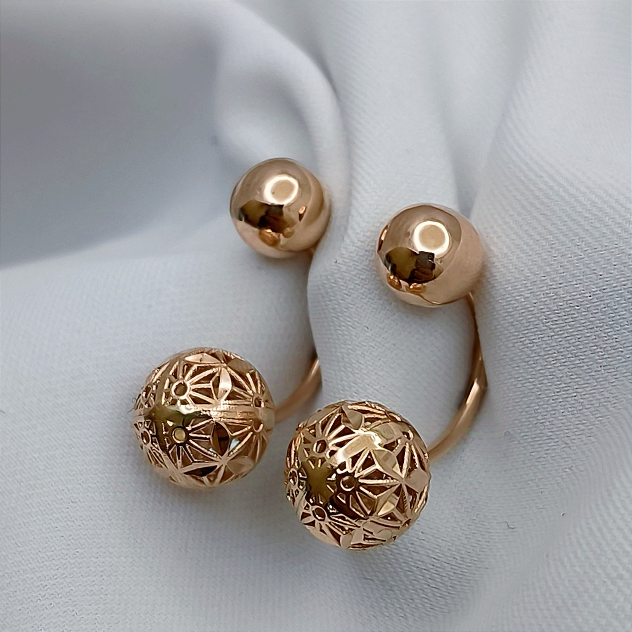 Золоті сережки кульки 585 проби - Зображення 3