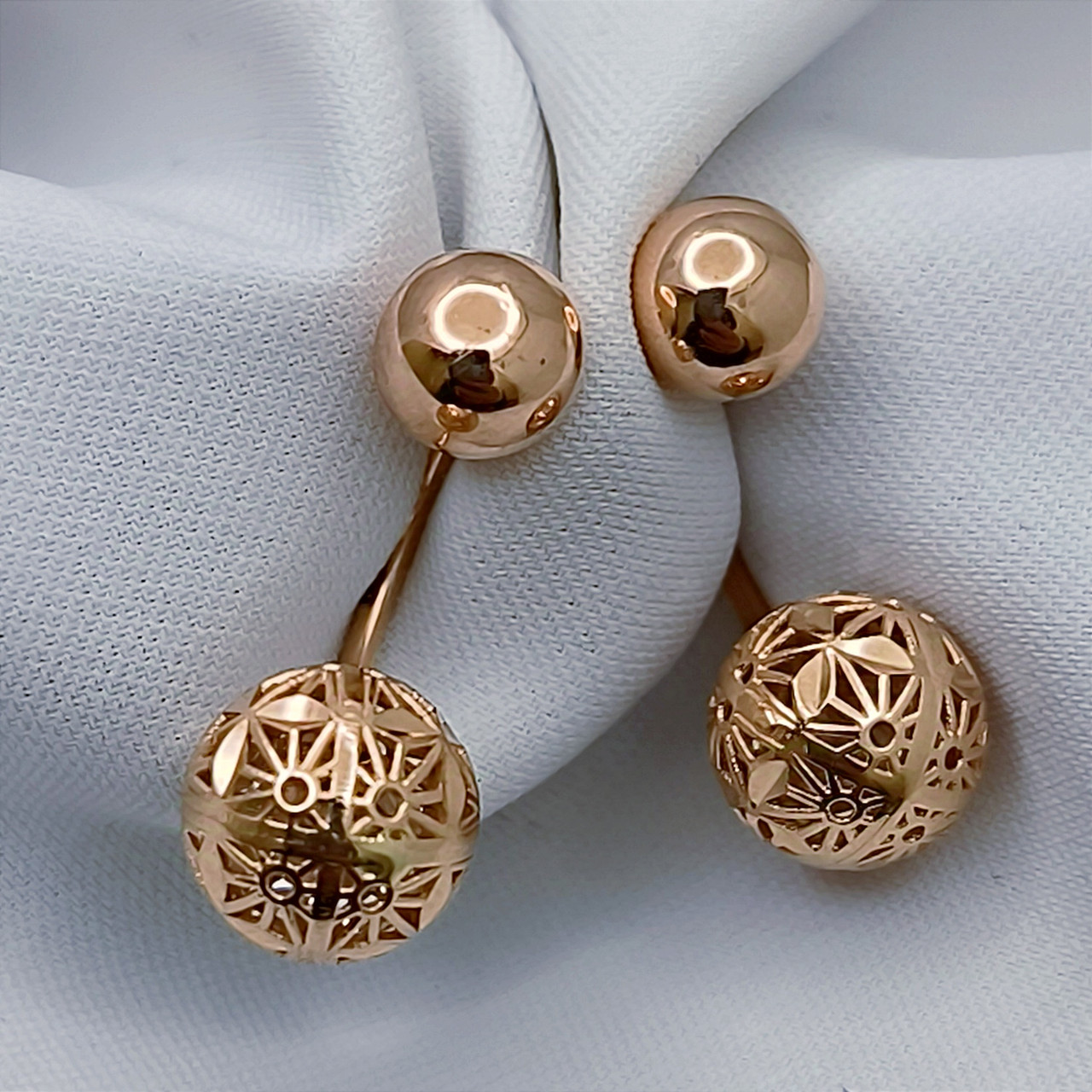 Золоті сережки кульки 585 проби - Зображення 4