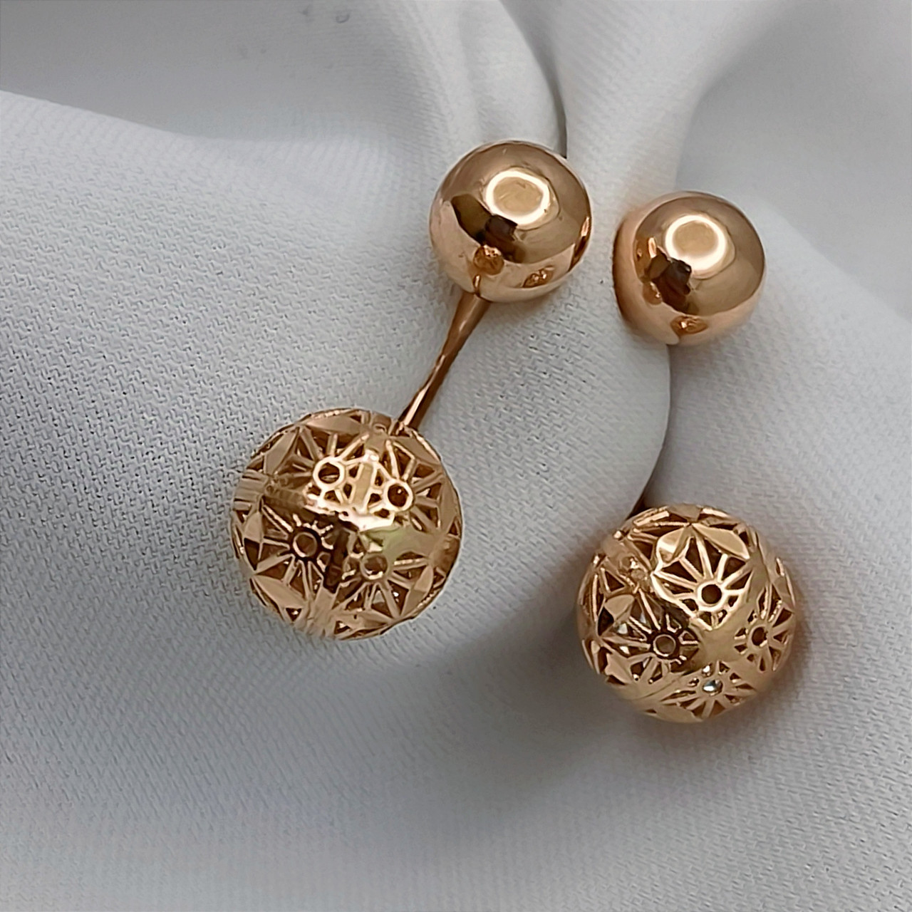 Золоті сережки кульки 585 проби - Зображення 5