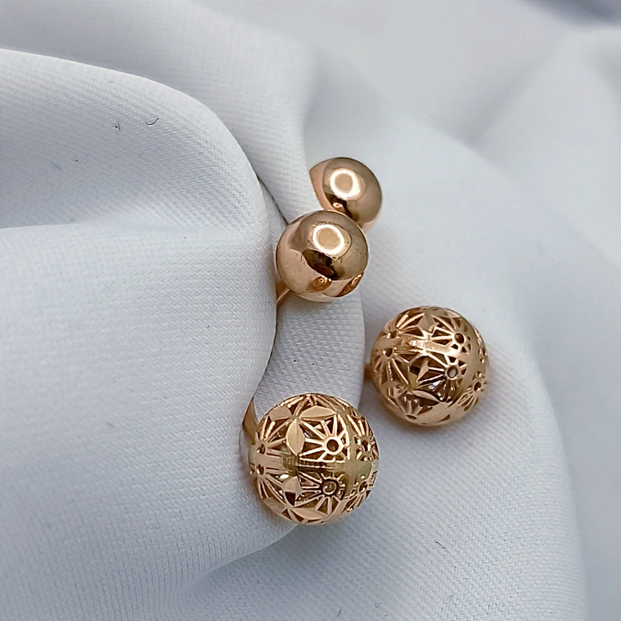 Золоті сережки кульки 585 проби - Зображення 6