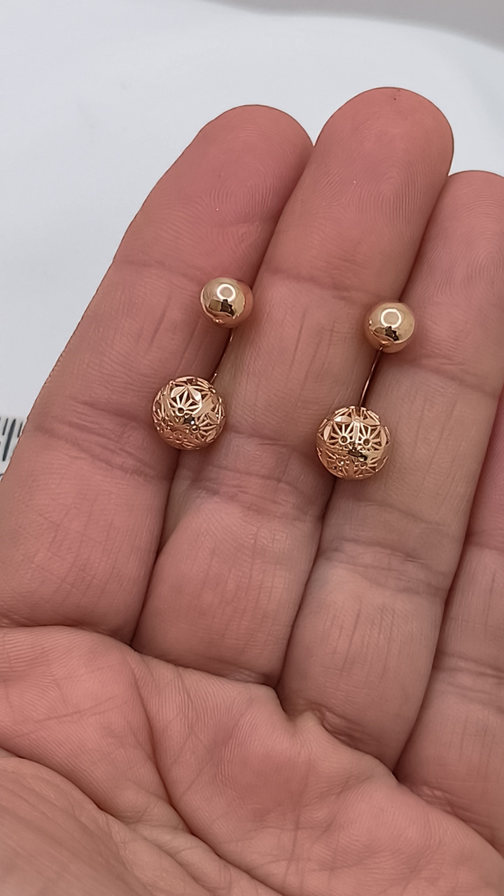 Золоті сережки кульки 585 проби - Зображення 8