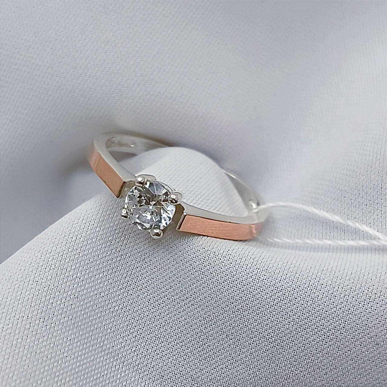 Срібне кільце 925 проби із золотою пластиною золота - Зображення 3