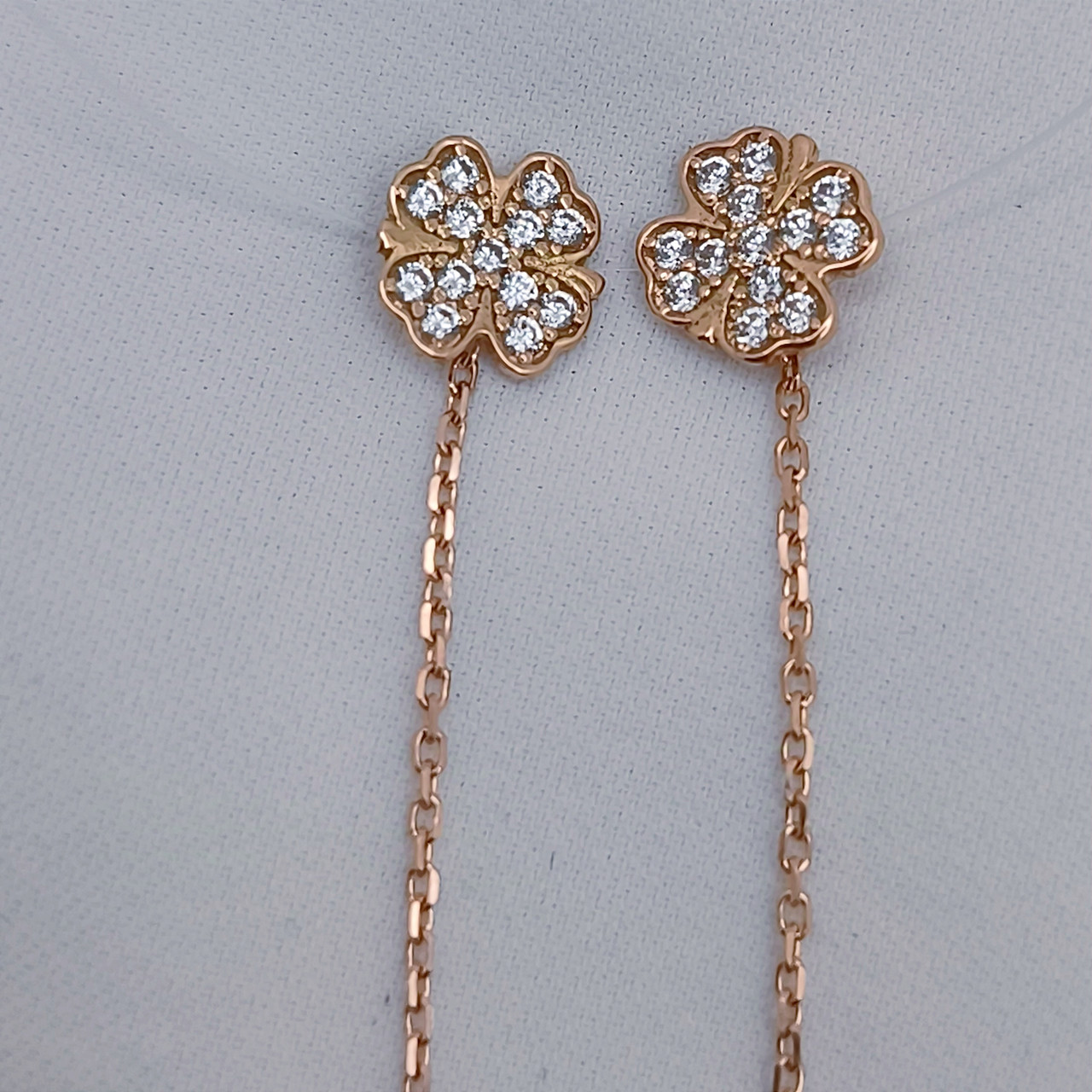 Золоті сережки на ланцюжку 585 проби - Зображення 2