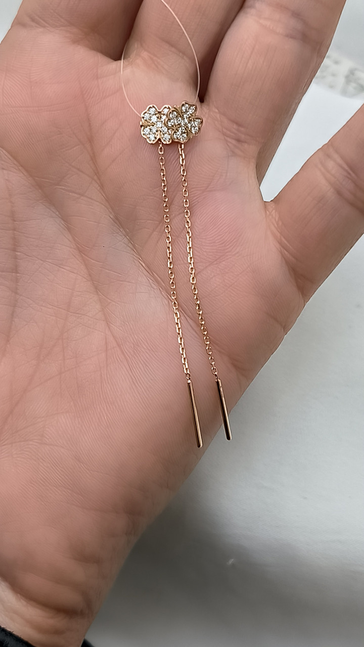 Золоті сережки на ланцюжку 585 проби - Зображення 4