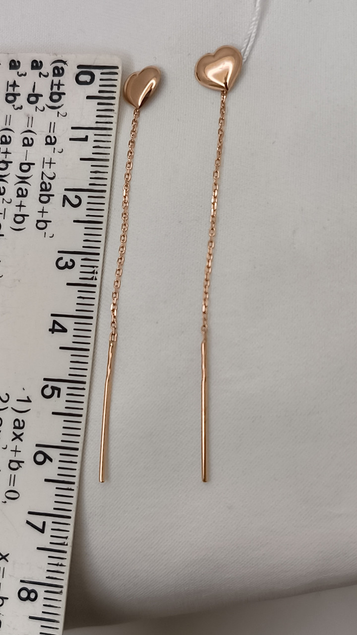 Золоті сережки на ланцюжку 585 проби - Зображення 3