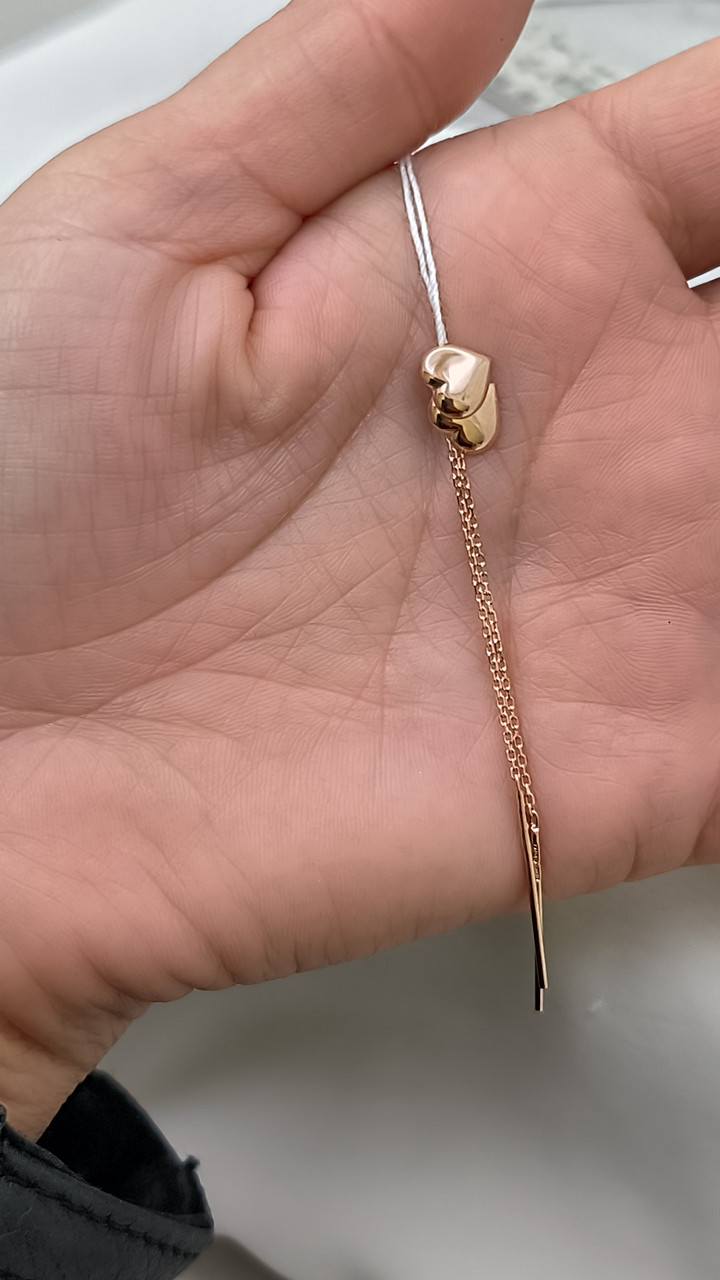 Золоті сережки на ланцюжку 585 проби - Зображення 4