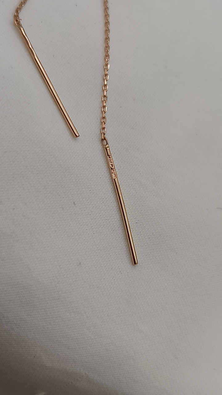 Золоті сережки на ланцюжку 585 проби - Зображення 4