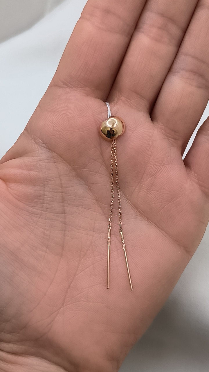 Золоті сережки на ланцюжку 585 проби - Зображення 3