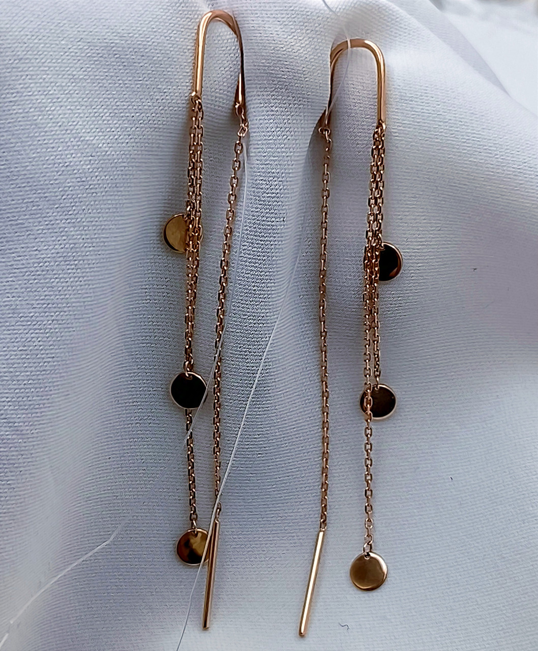 Золоті сережки протяжки 585 проби