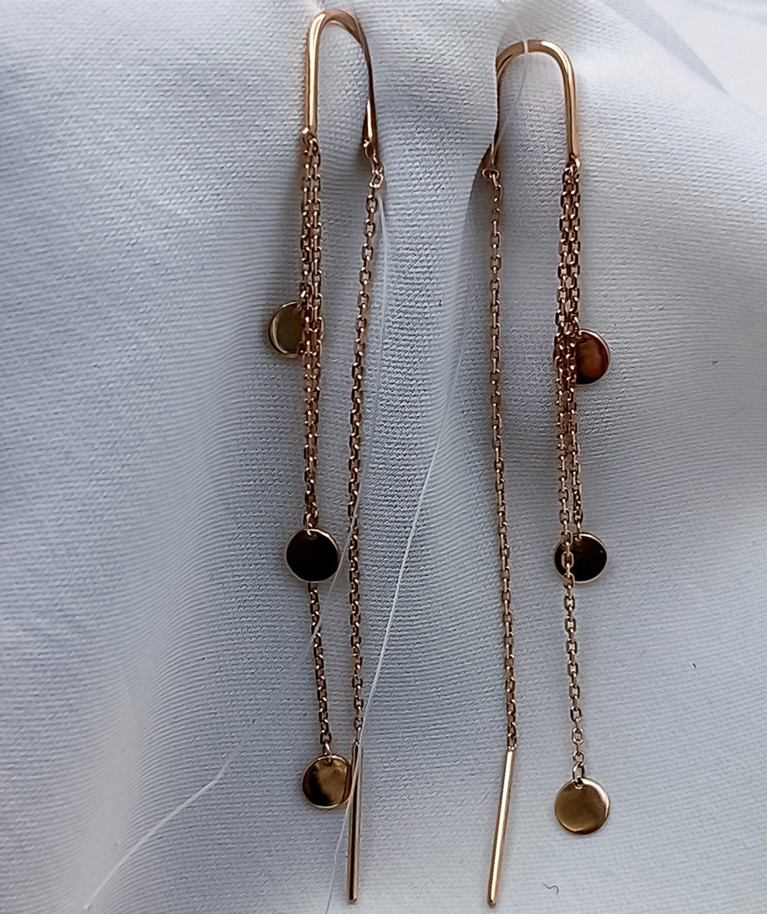 Золоті сережки протяжки 585 проби - Зображення 2