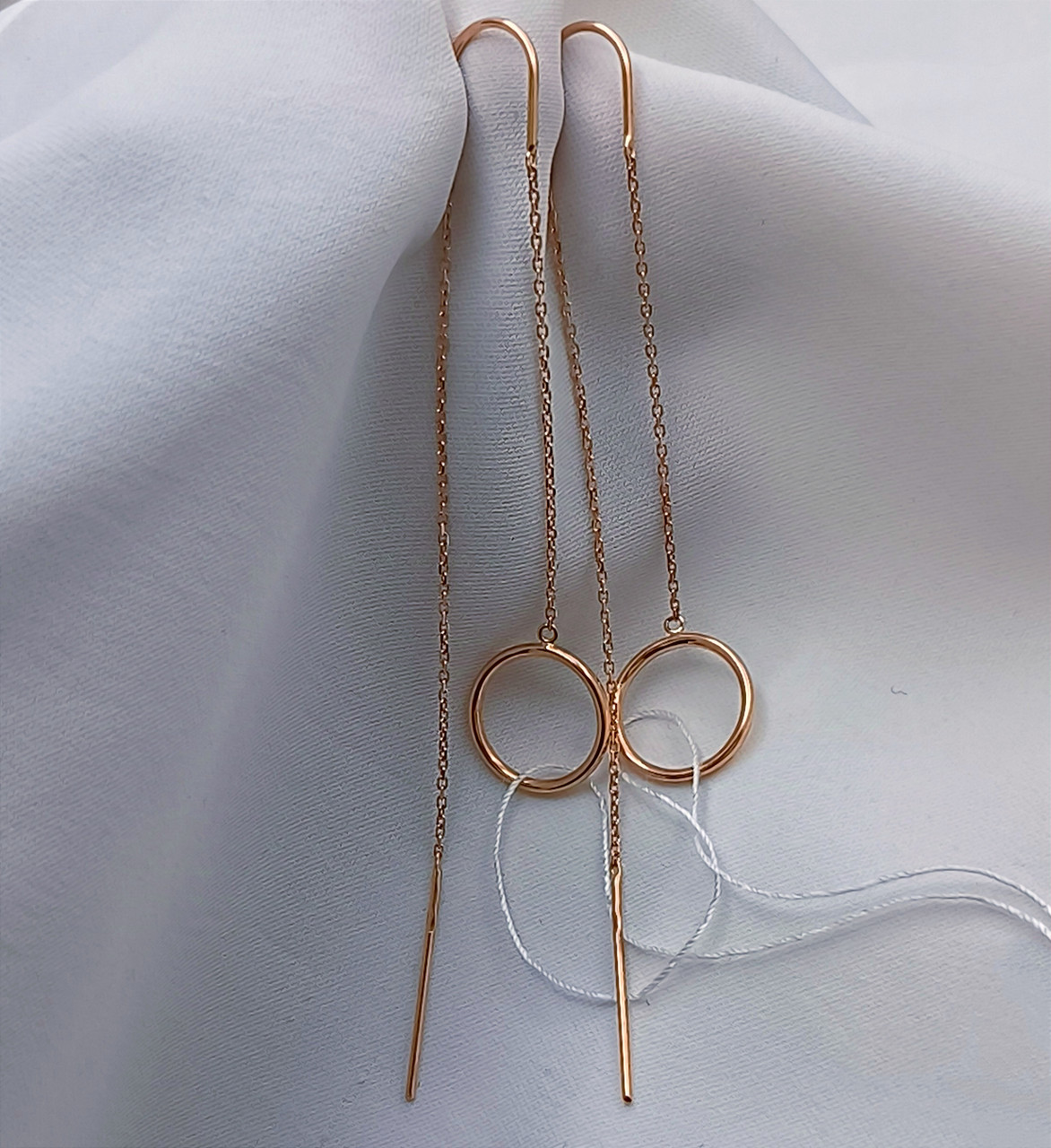 Золоті сережки протяжки 585 проби - Зображення 2