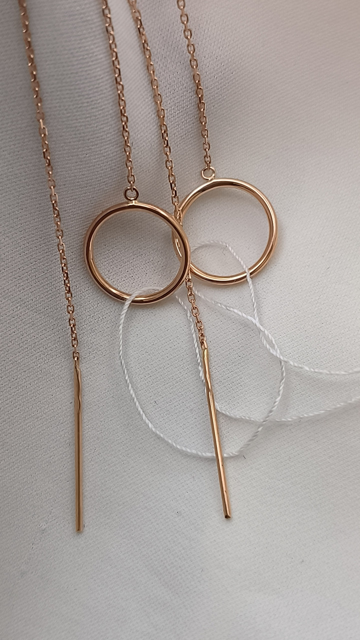 Золоті сережки протяжки 585 проби - Зображення 3