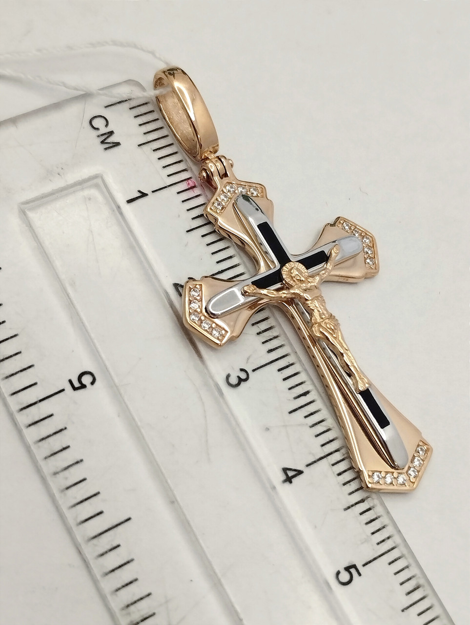 Золоте хрест з емаллю й цирконієм - Зображення 3