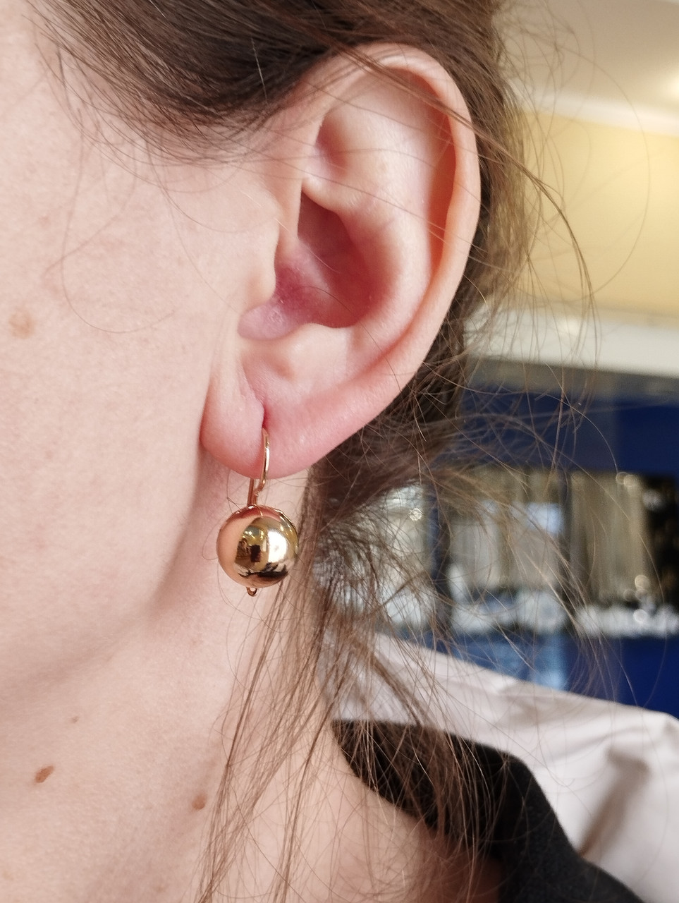 Сережки золоті жіночі 585 проби на петельці - Зображення 2