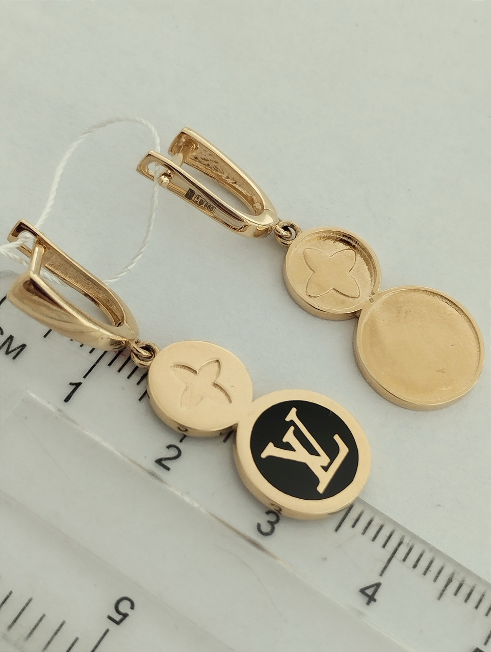 Золоті сережки з емаллю - Зображення 4